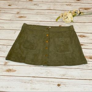 Altar’d State Olive Faux Suede Mini Skirt Size Large